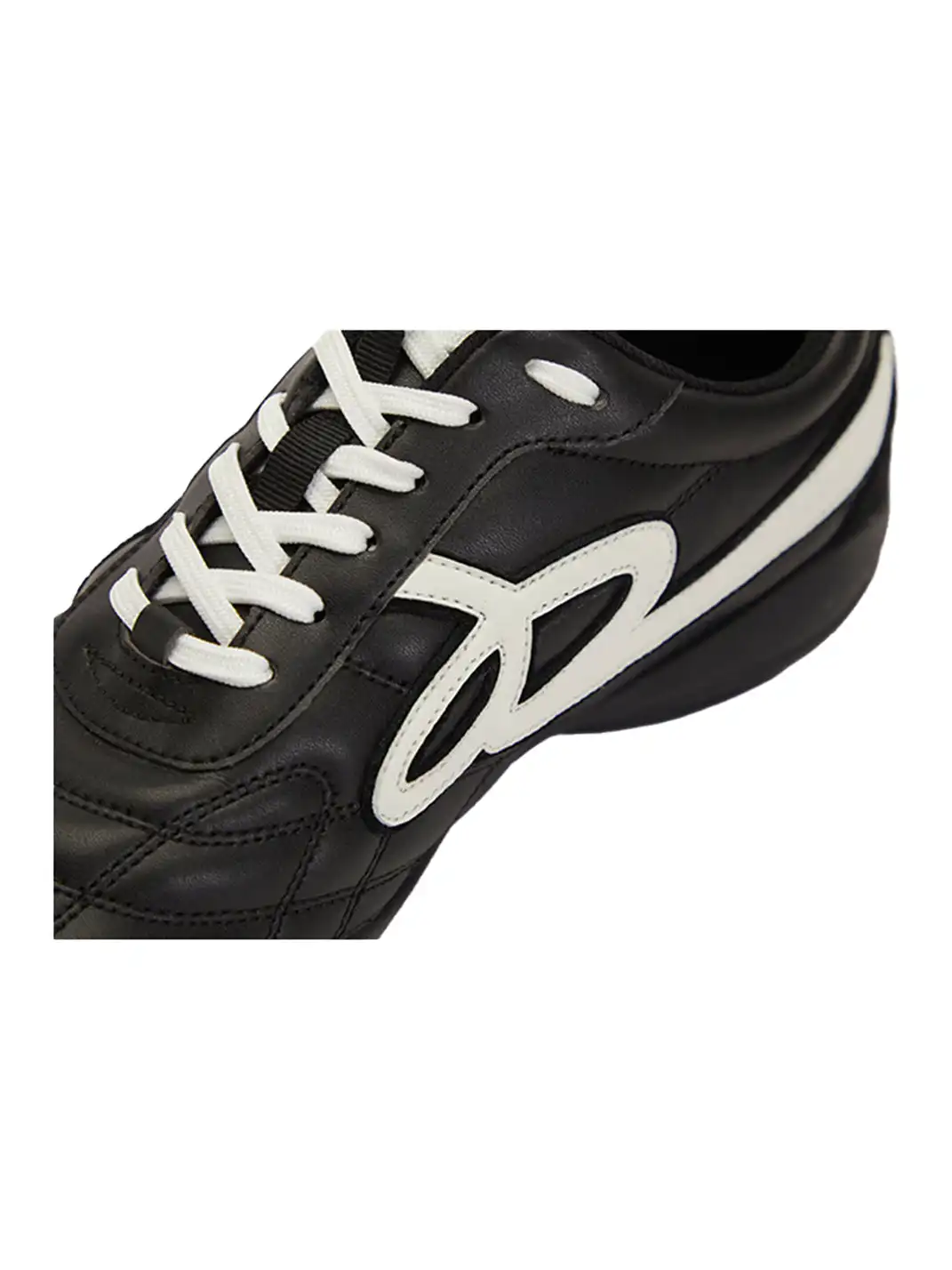 GOODBAI | Retro Leather Soccer Football Flat Trainer-Black