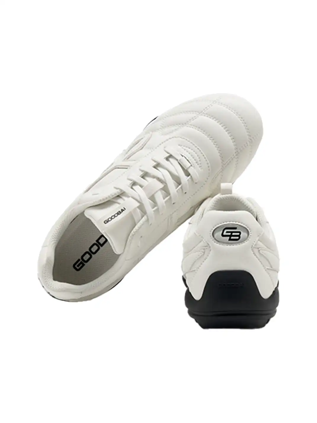 GOODBAI | Retro Leather Soccer Football Flat Trainer-Black&White
