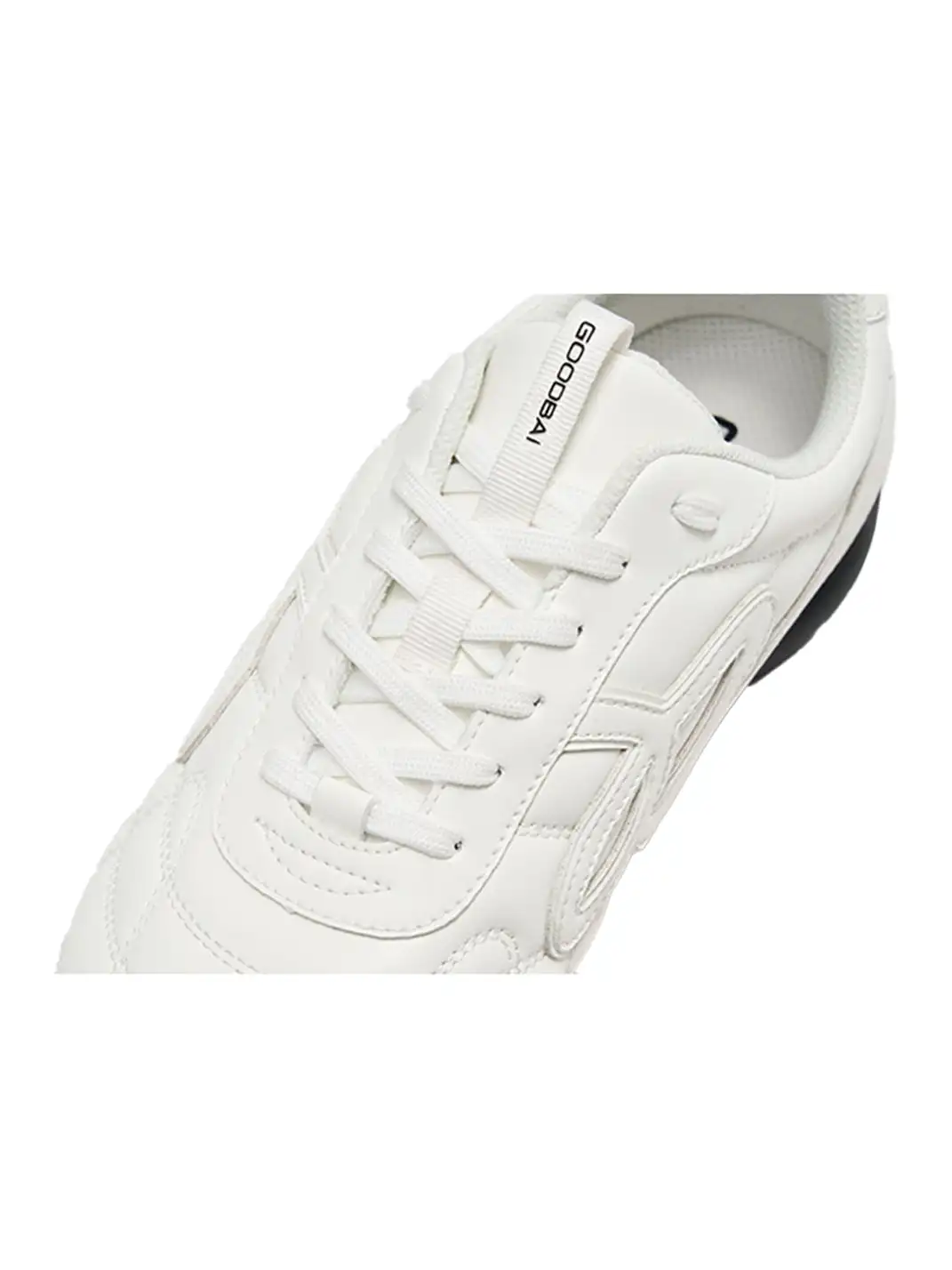 GOODBAI | Retro Leather Soccer Football Flat Trainer-Black&White