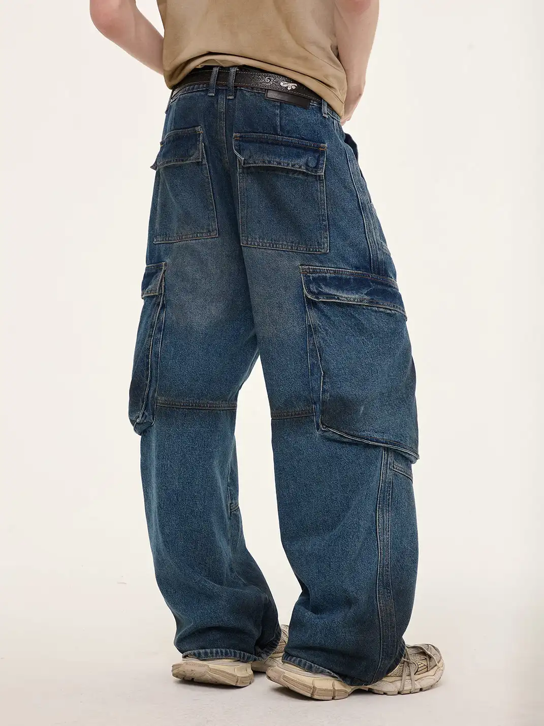 EGO FETCH丨Aged Wide Leg 6 Pockets Cargo Jeans