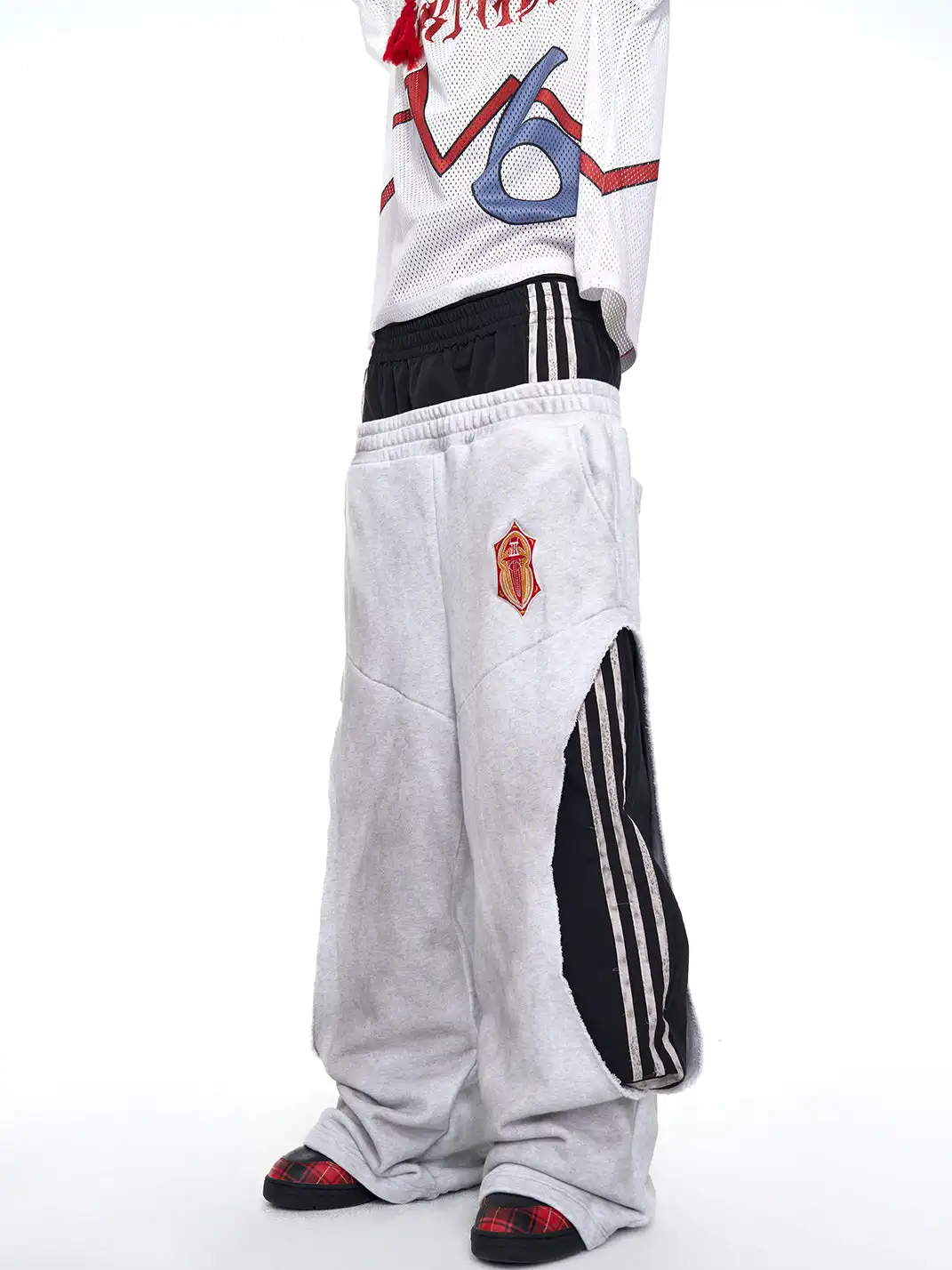 Fourth3ex | Two Tone Double Waist Wide Leg Pants