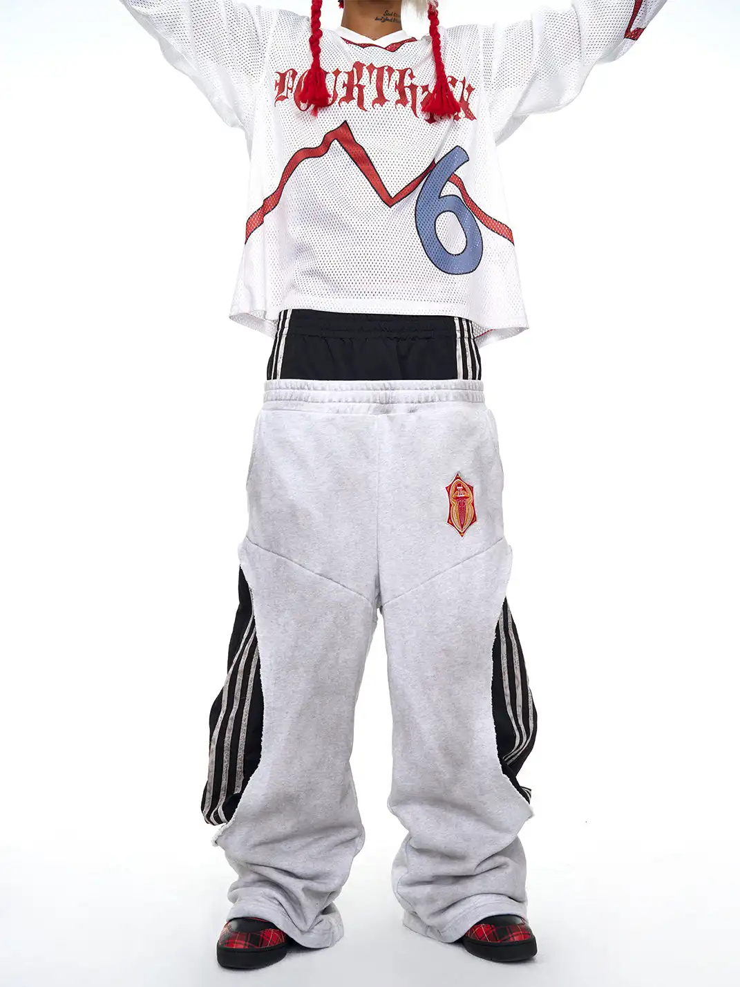 Fourth3ex | Two Tone Double Waist Wide Leg Pants