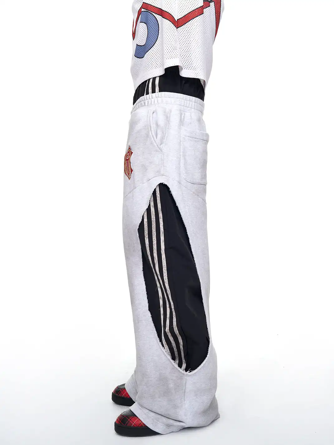 Fourth3ex | Two Tone Double Waist Wide Leg Pants