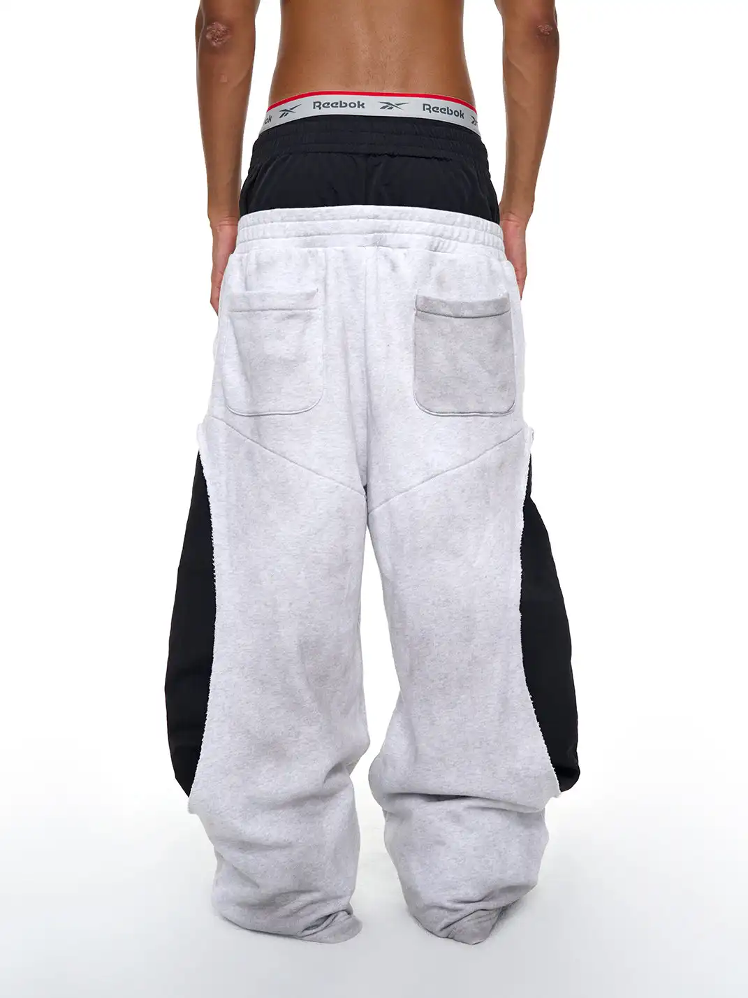 Fourth3ex | Two Tone Double Waist Wide Leg Pants