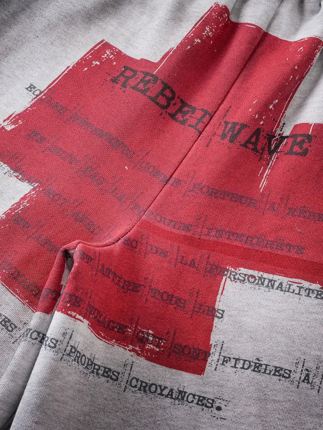 REBEL WAVE | Distressed Reversible Slogan Sweatpants