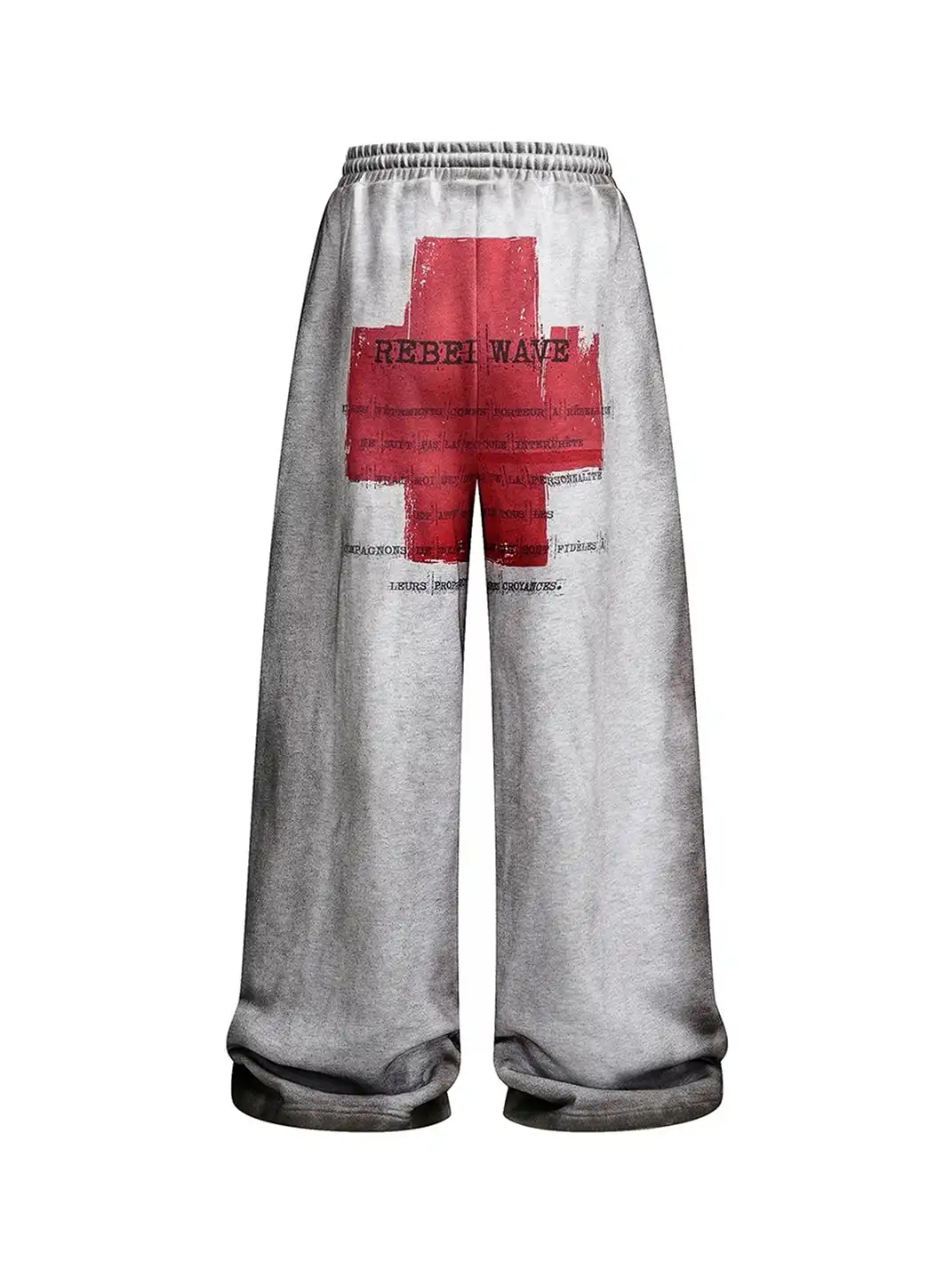 REBEL WAVE | Distressed Reversible Slogan Sweatpants