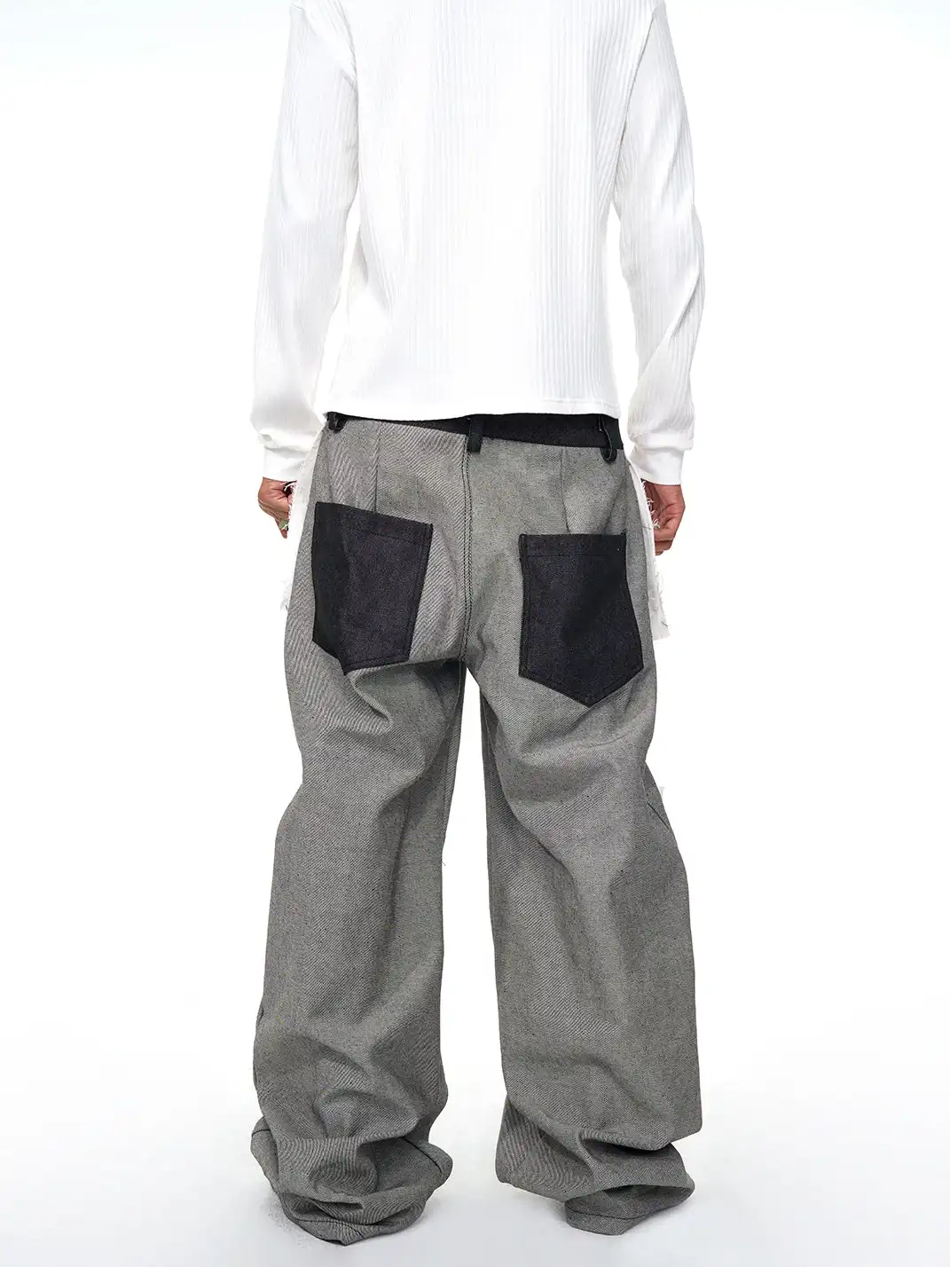 Fourth3ex | Letter Print Reverse Denim Wide Jeans