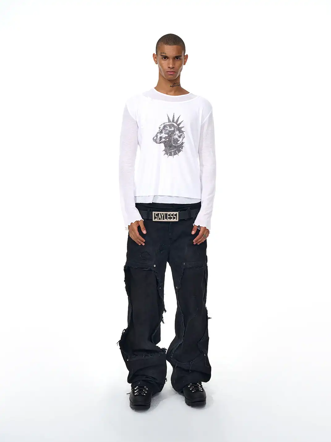 Fourth3ex | Punk Dog Double Layer Long Sleeve Tee