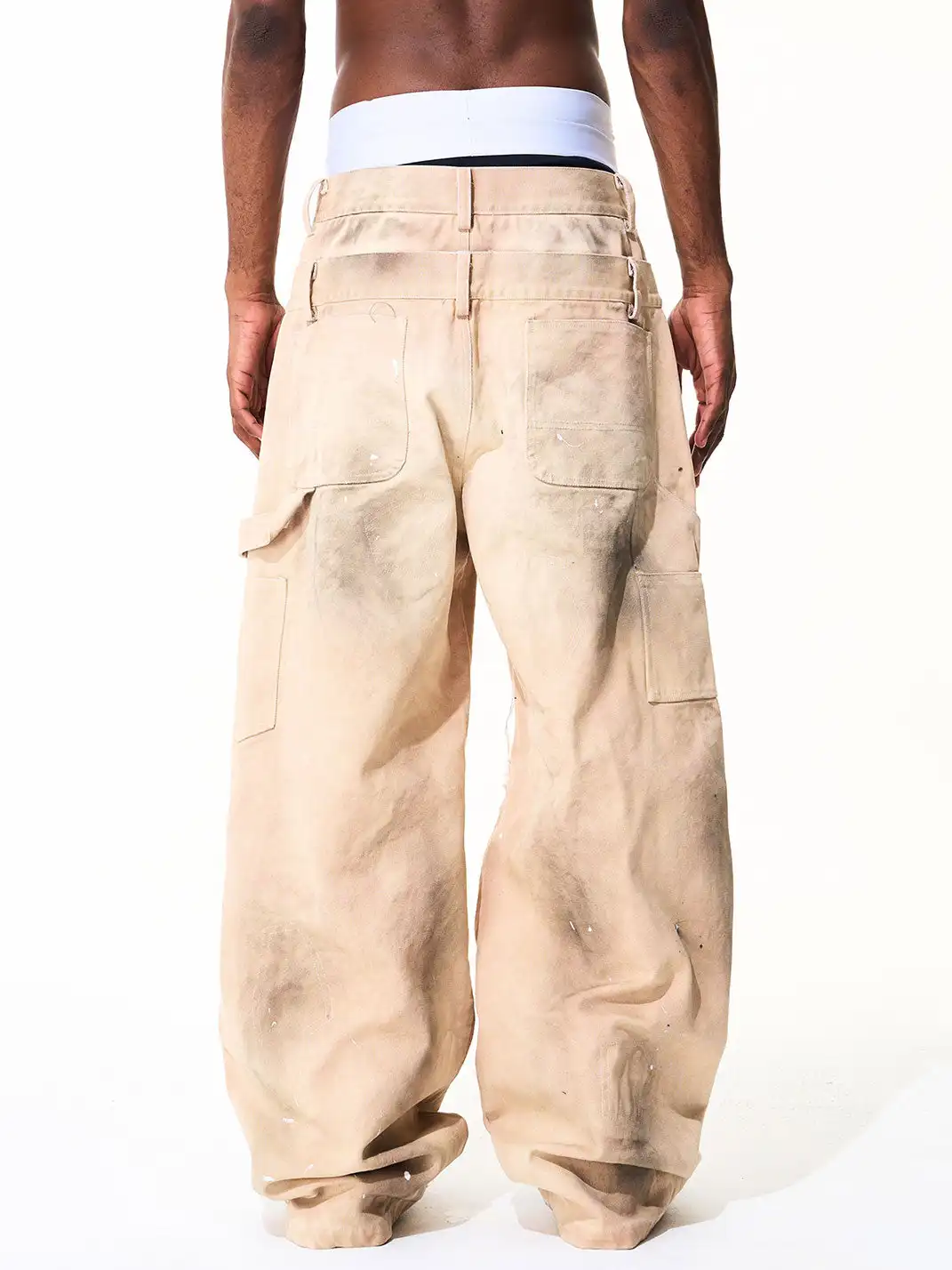 Fourth3ex | Distressed Fringed Double Waist Jeans