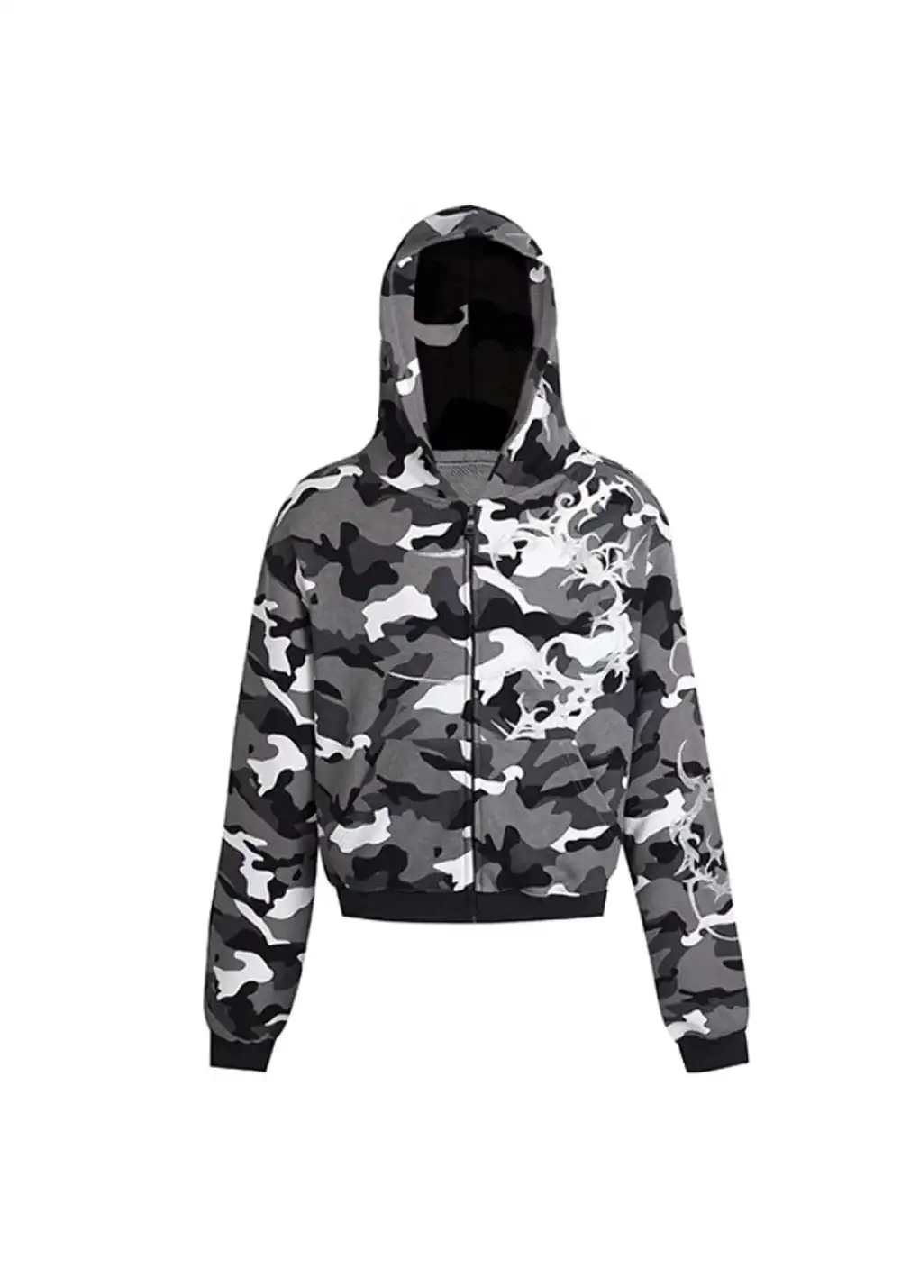 DND4DES丨Silver Embroidered Camo Zip Hoodie