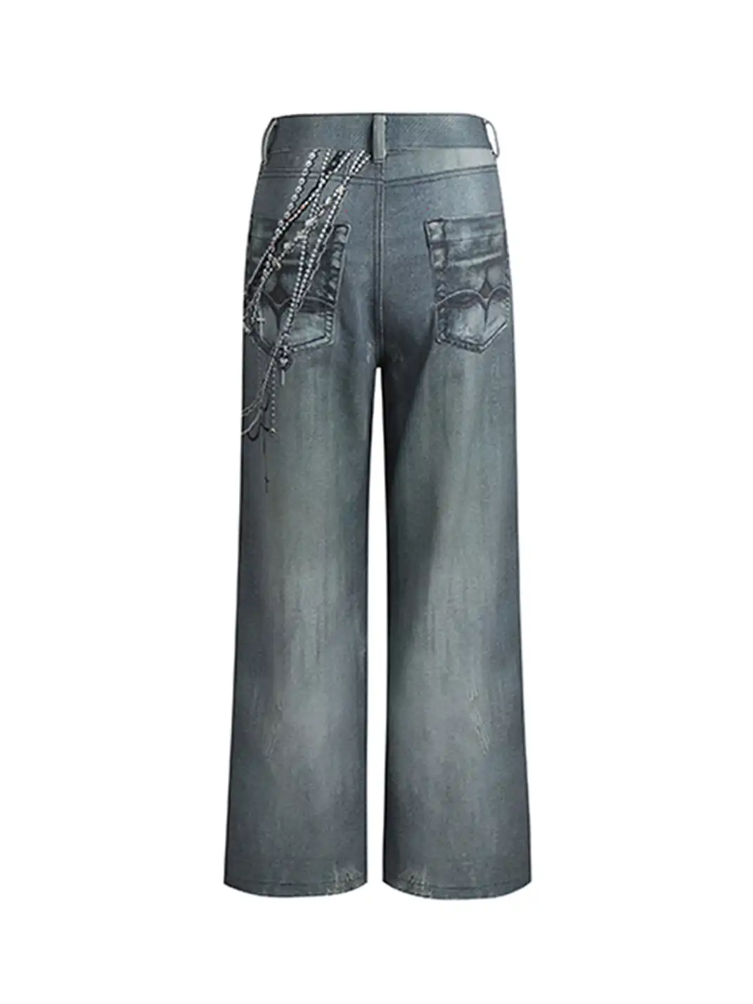 DND4DES | 3D Pearl Print Washed Flared Jeans