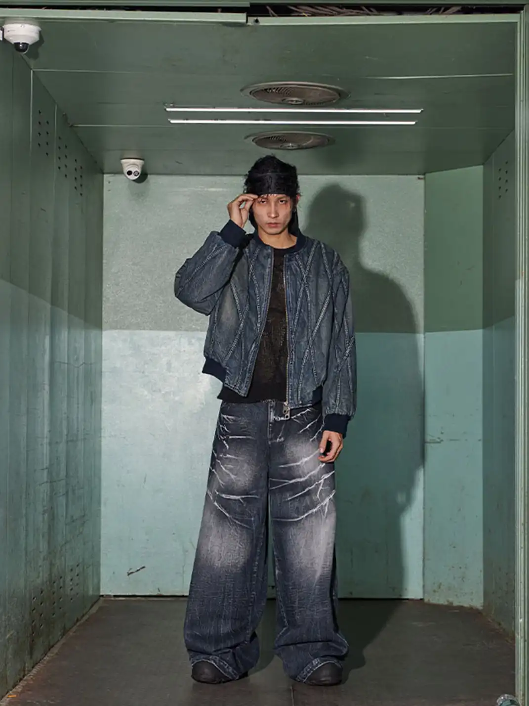 DND4DES | Washed Lightning Baggy Wide Jeans