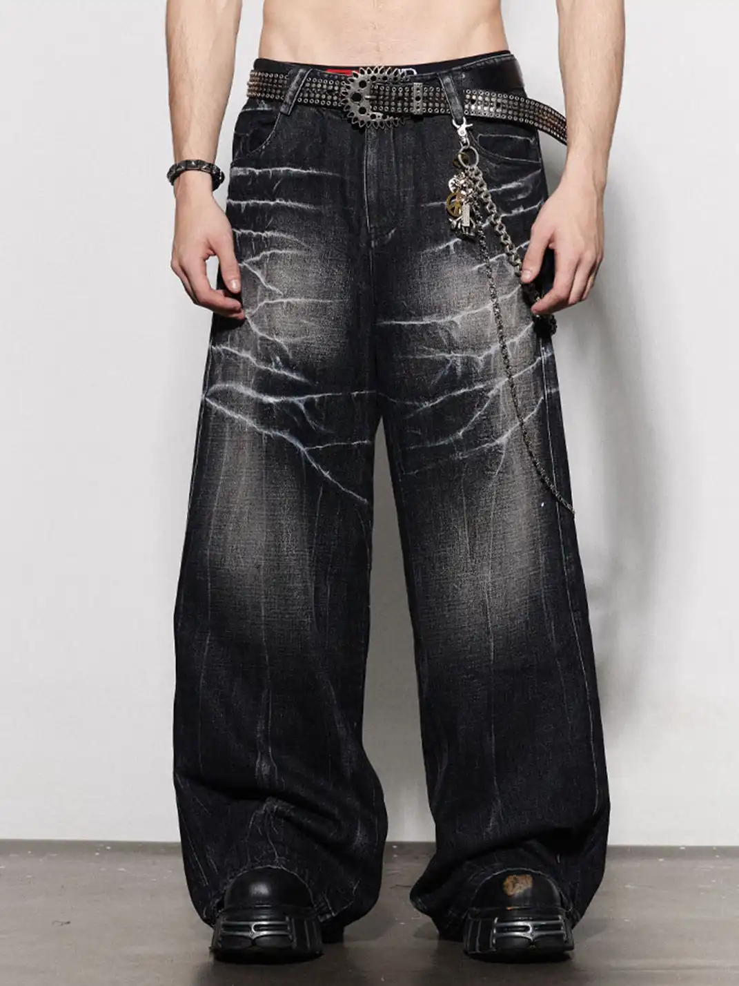 DND4DES | Washed Lightning Baggy Wide Jeans