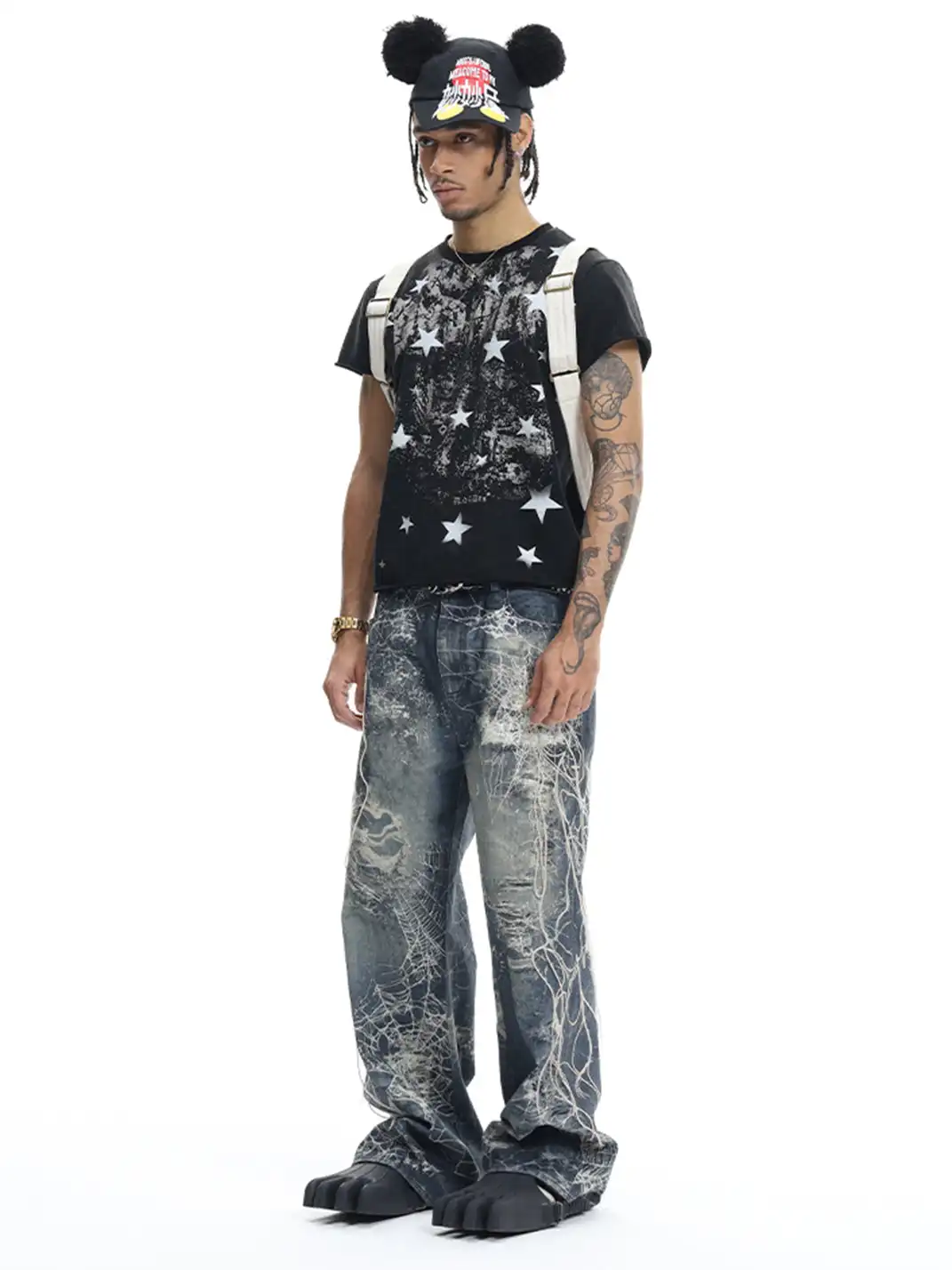 DND4DES | Distressed Web Embroidered Jeans