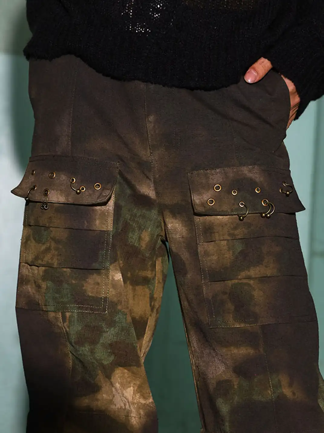 DND4DES | Washed Camo Flared Cargo Pants
