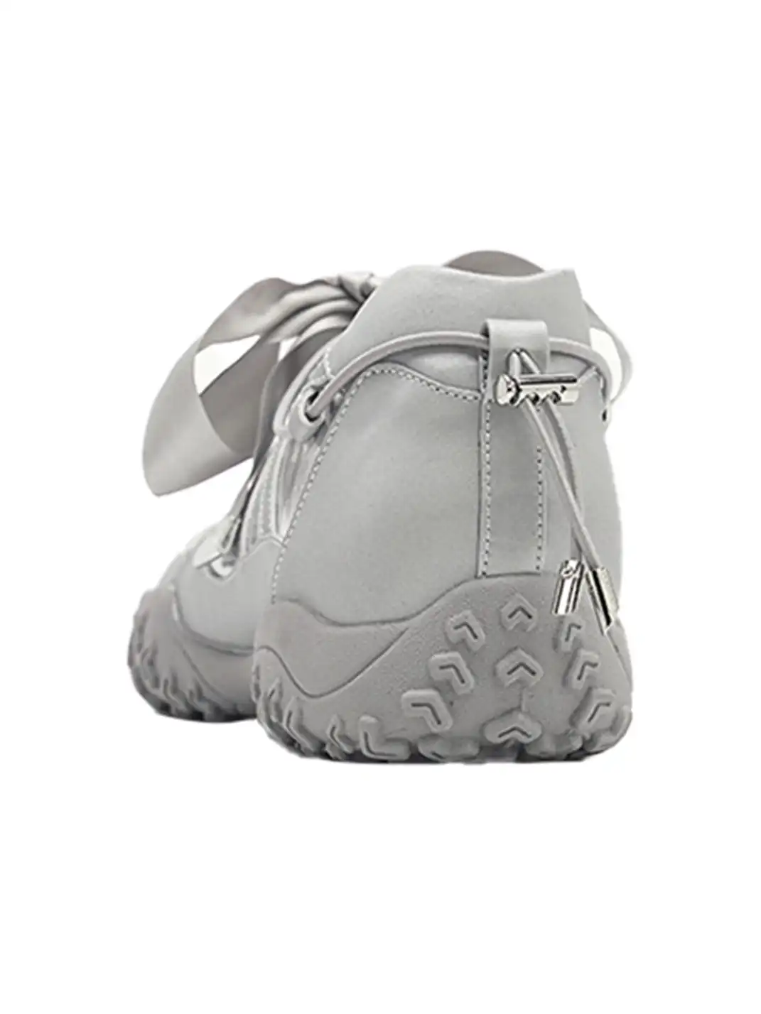 UNCLEWEN | Quick Lace Ribbon Ballet Trainer With Removable Insole-Silver