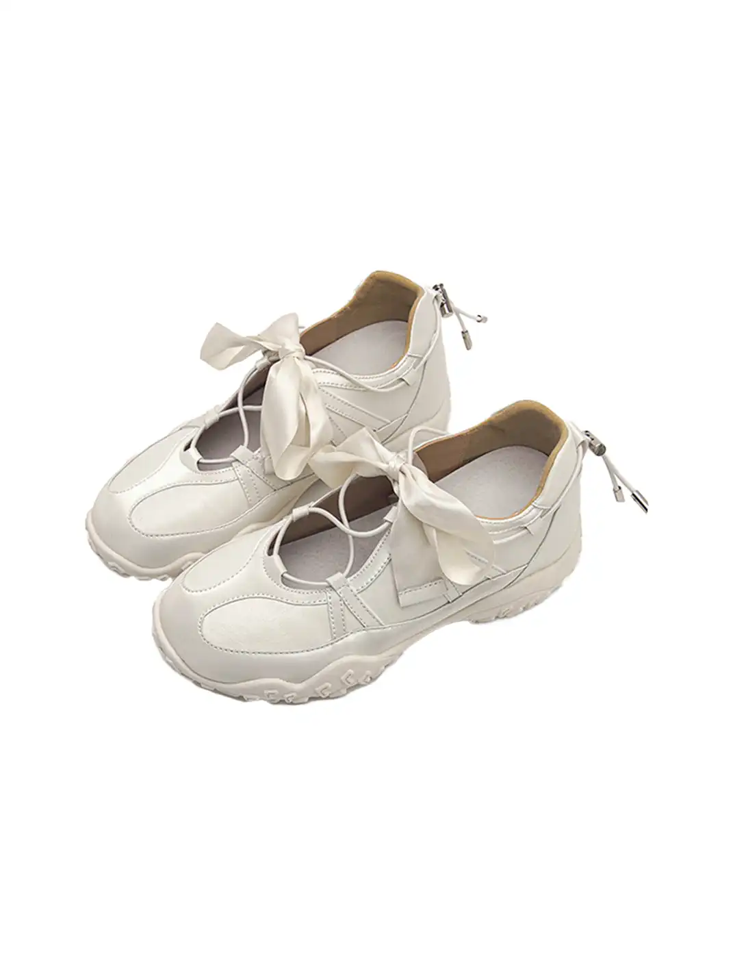 UNCLEWEN | Quick Lace Ribbon Ballet Trainer With Removable Insole-White