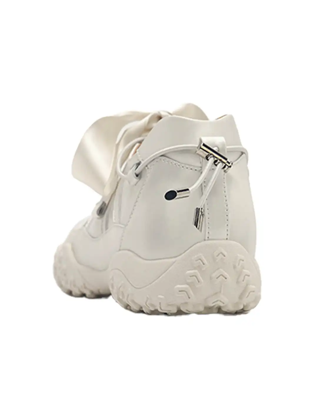 UNCLEWEN | Quick Lace Ribbon Ballet Trainer With Removable Insole-White