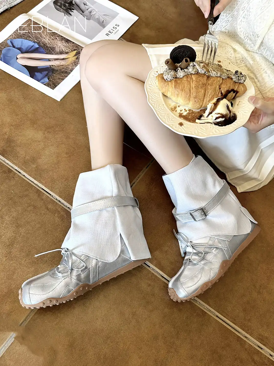 EBLAN | Hybrid Ballet Velcro Trainer With Removable Sock Shaft
