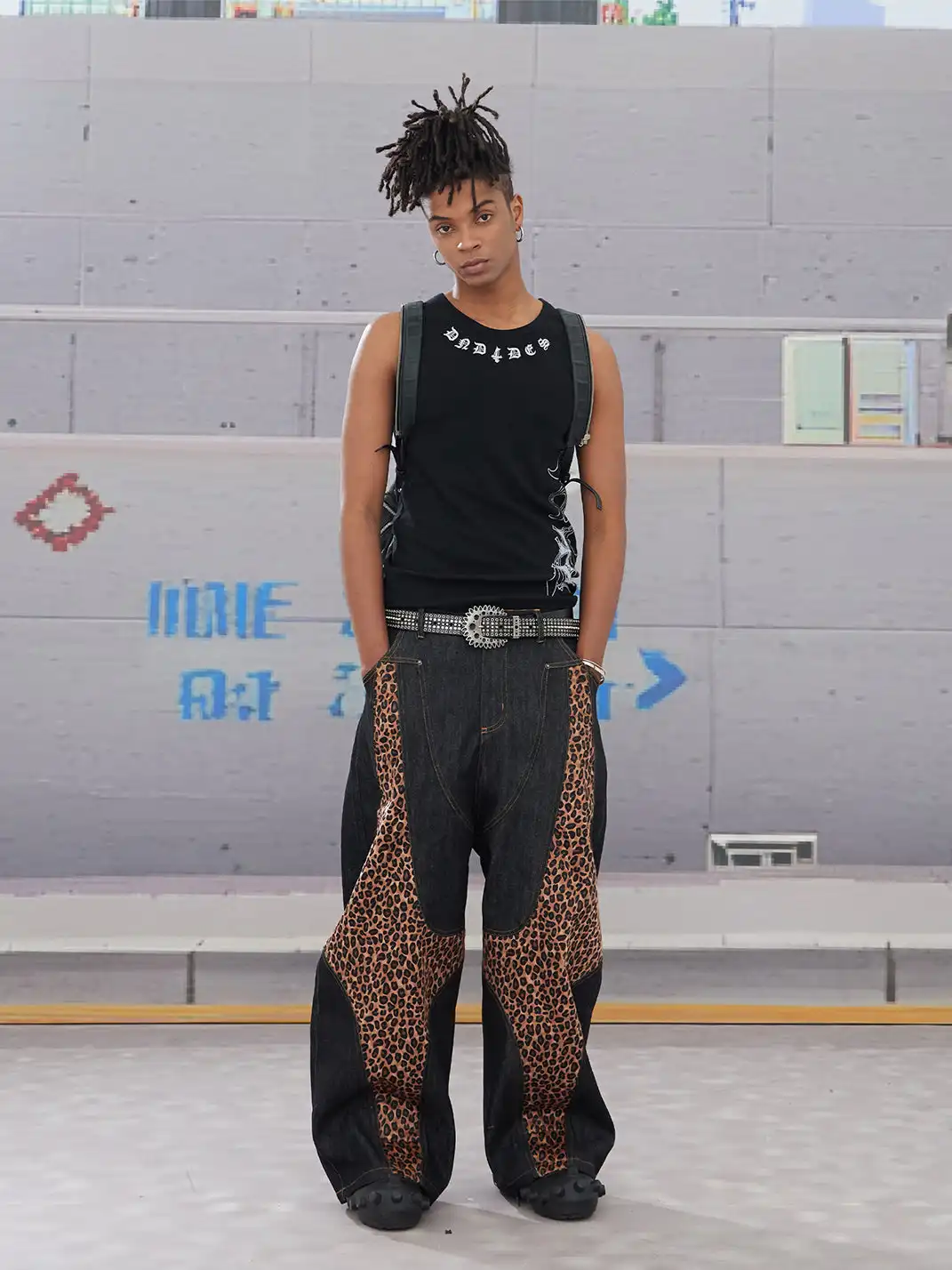 DND4DES | Cross Leopard Patch Baggy Jeans