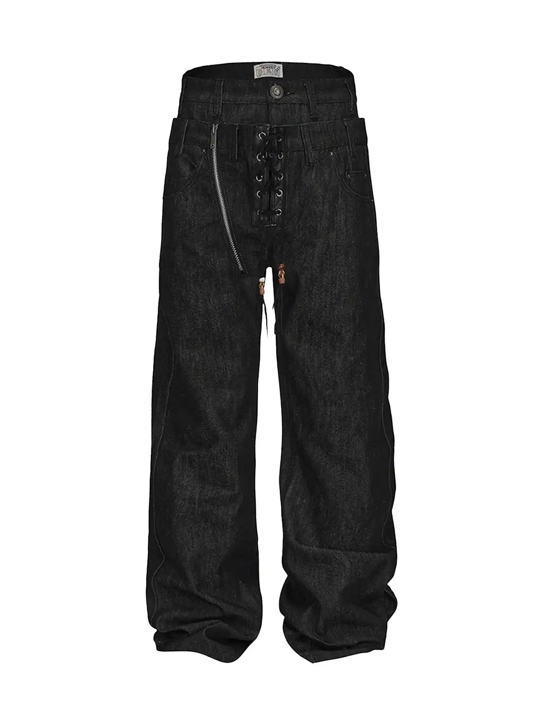 DND4DES | Zipper Drawstring Flare Denim Pants
