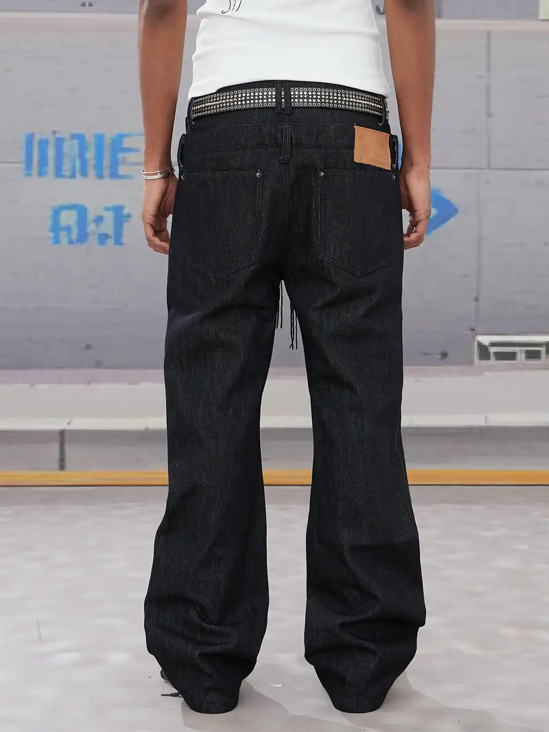 DND4DES | Zipper Drawstring Flare Denim Pants