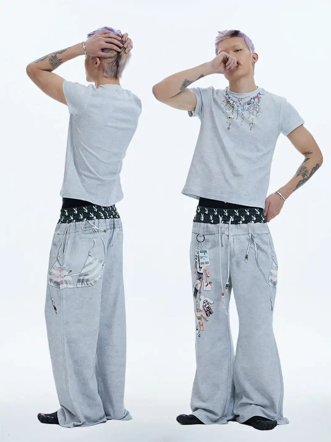 DND4DES | Bikini Print Double Waist Flare Pants