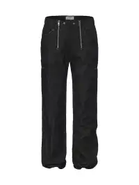 DND4DES | Double Zipper Leather Patch Flare Jeans