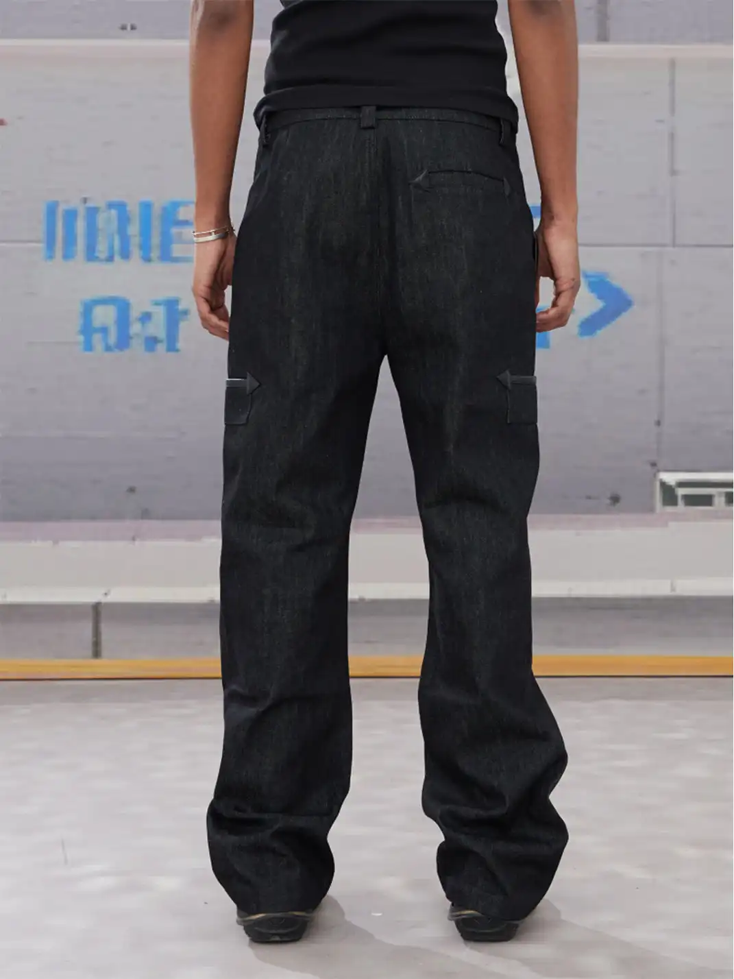 DND4DES | Double Zipper Leather Patch Flare Jeans