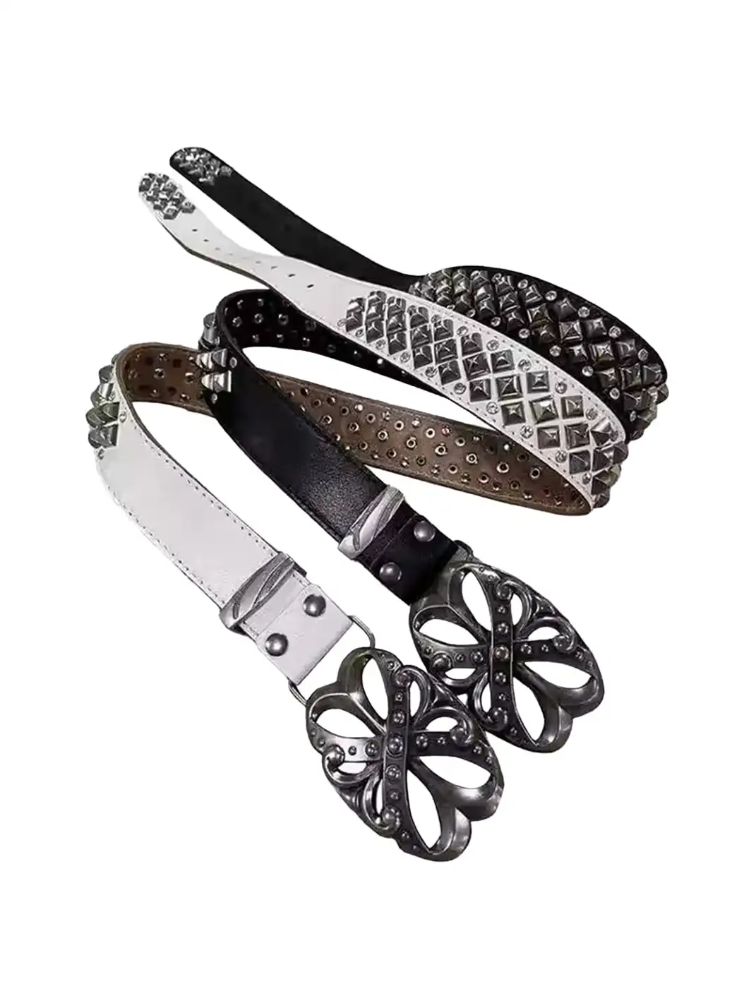 DND4DES | Studded Rhinestone Real Leather Punk Belt