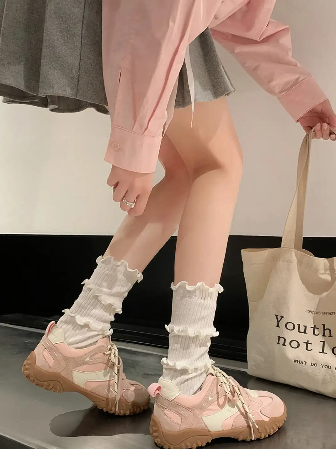 UNCLEWEN | Double Laced Suede Training Sneaker-Pink