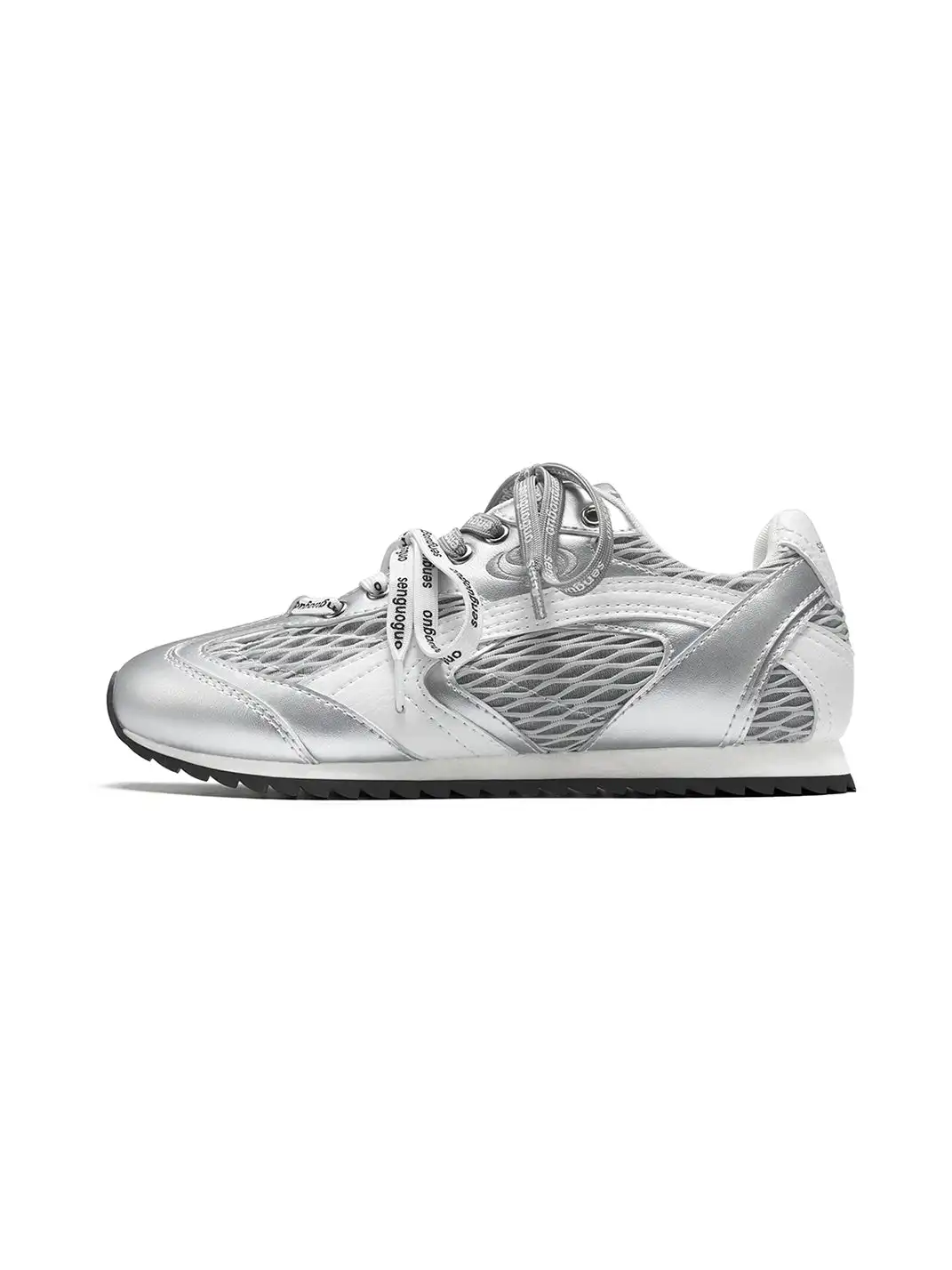 SENGUOGUO | The "Forrest Gump" Mesh Layered Laces Sneaker-Silver