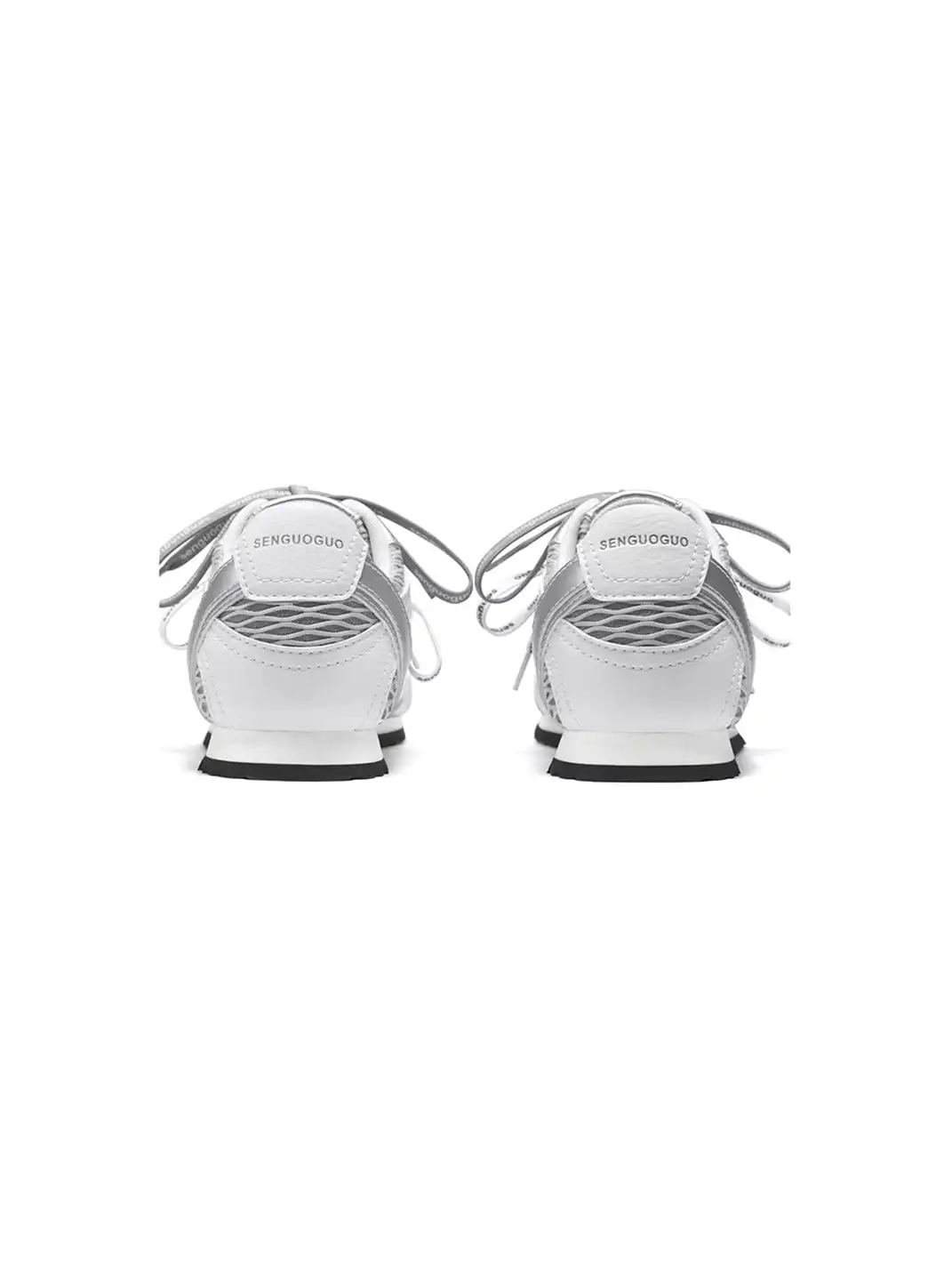 SENGUOGUO | The "Forrest Gump" Mesh Layered Laces Sneaker-Silver
