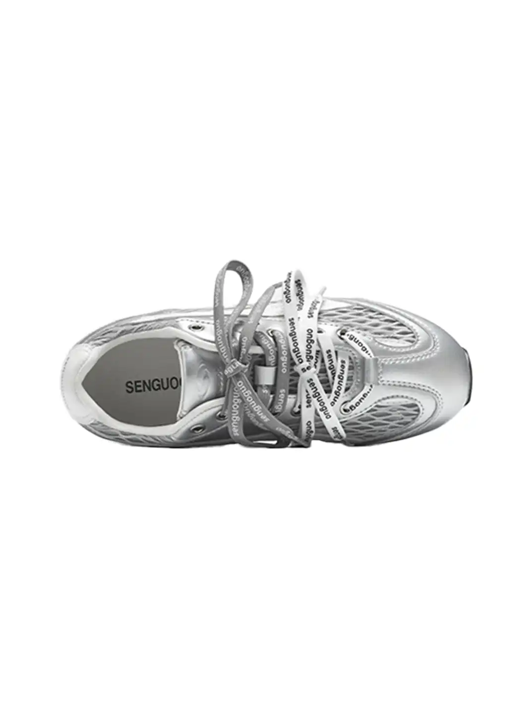 SENGUOGUO | The "Forrest Gump" Mesh Layered Laces Sneaker-Silver