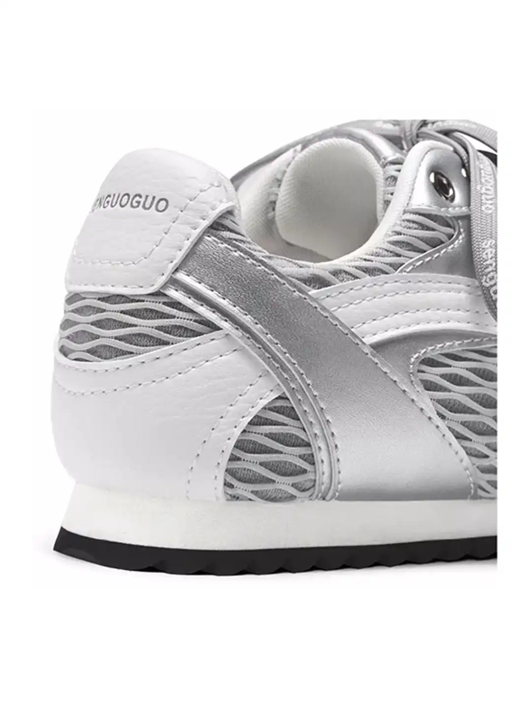 SENGUOGUO | The "Forrest Gump" Mesh Layered Laces Sneaker-Silver