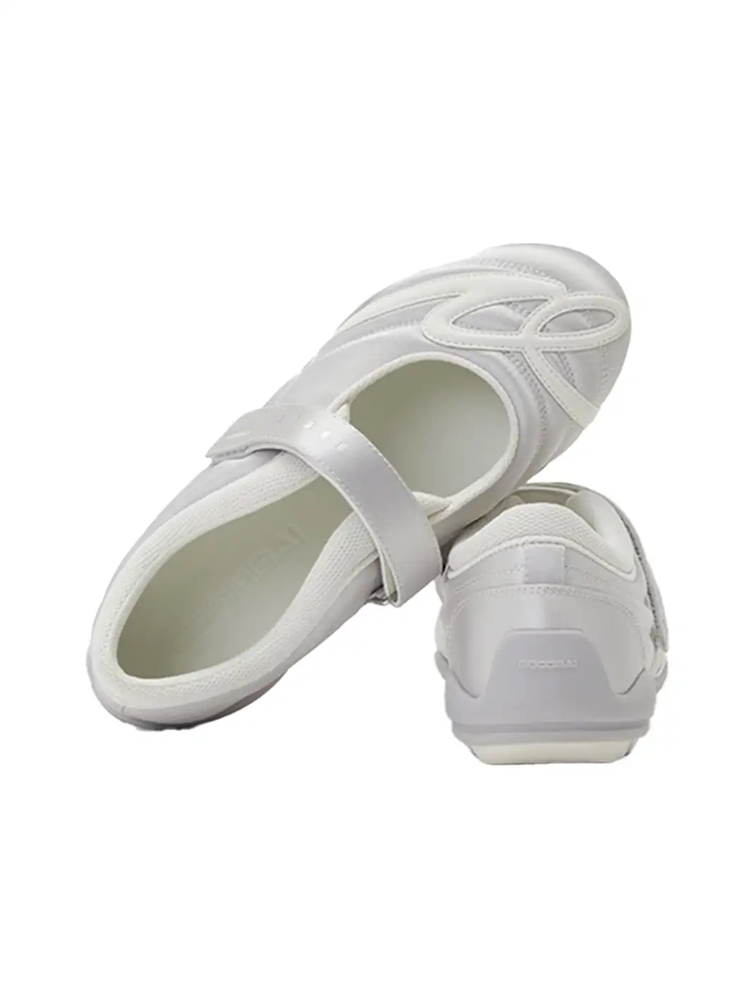 GOODBAI | Hybrid Soccer Ballet Velcro Satin Trainer-White