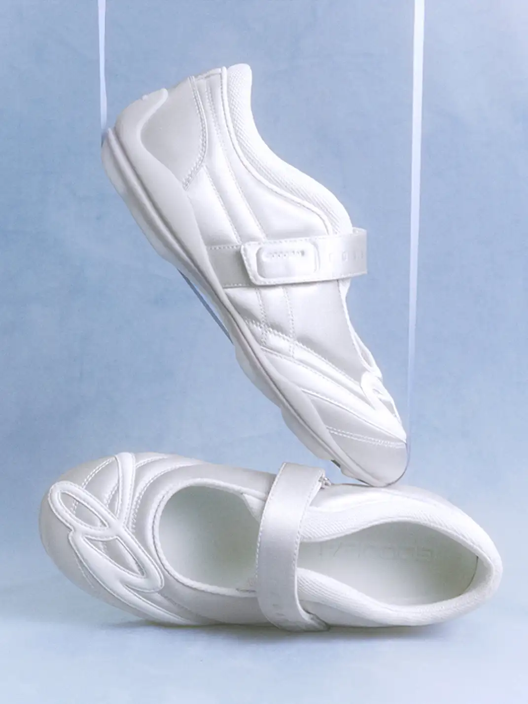 GOODBAI | Hybrid Soccer Ballet Velcro Satin Trainer-White