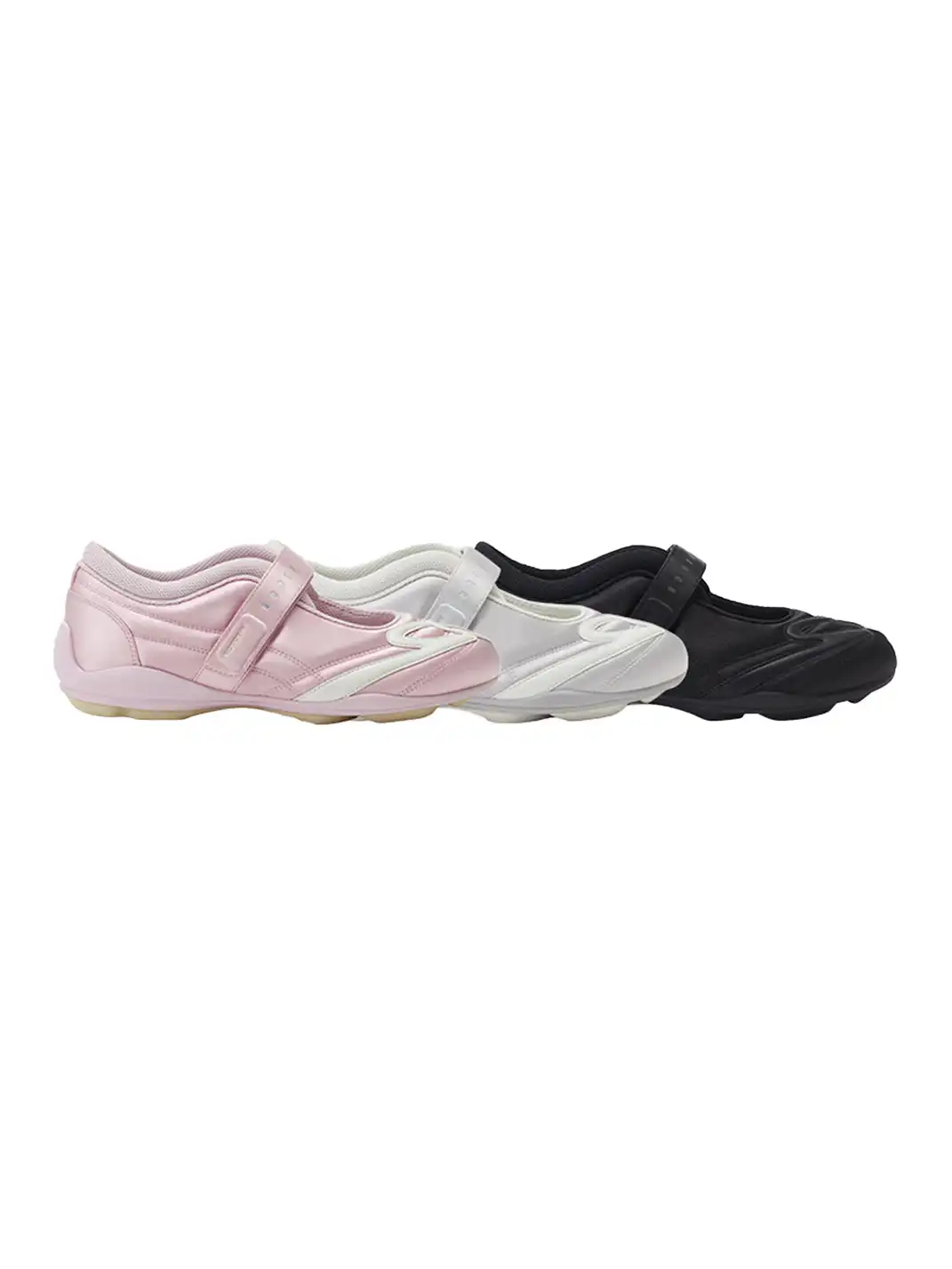 GOODBAI | Hybrid Soccer Ballet Velcro Satin Trainer-White