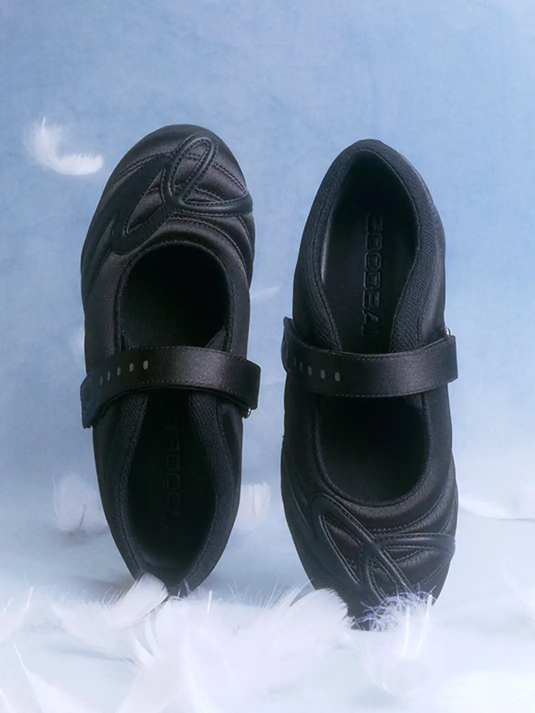 GOODBAI | Hybrid Soccer Ballet Velcro Satin Trainer-Black