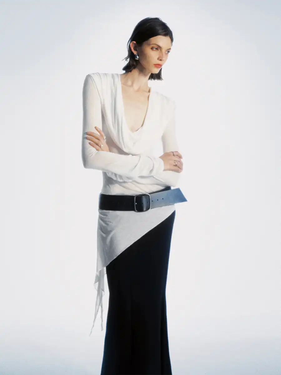 COMMONCE.NET | "Oblique Silhouette No. 3" Asymmetrical Wrinkled Long Sleeve - 3