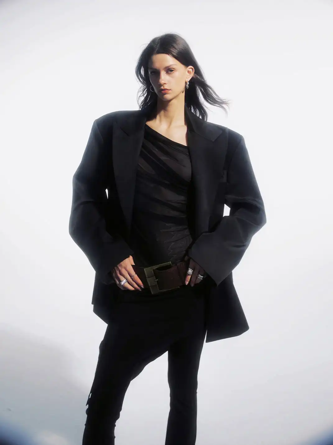 COMMONCE.NET | "Nexus Veil Silhouette No. 5" Asymmetrical Wrinkled Top