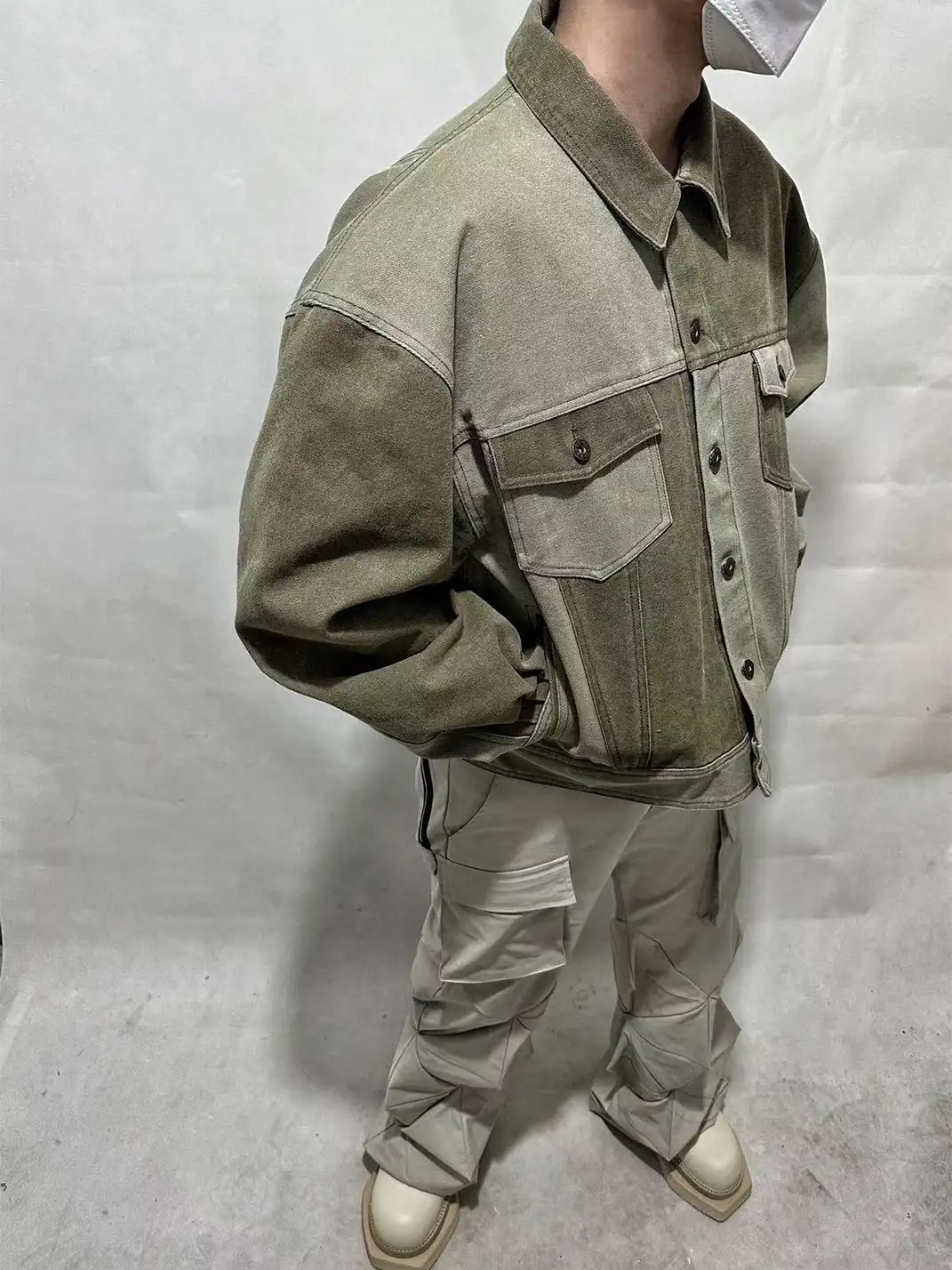 WoosterArchive | Oversized Two-Tone Patchwork Aged Demin Jacket