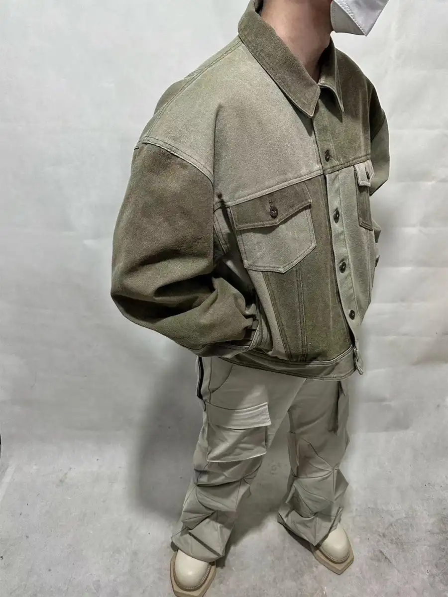 WoosterArchive | Oversized Two-Tone Patchwork Aged Demin Jacket - 2