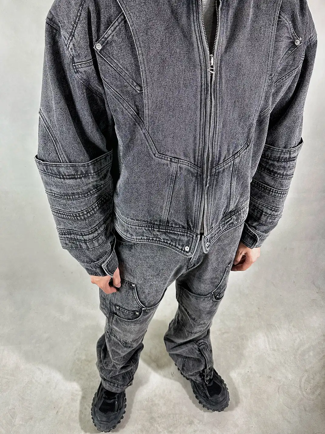 WoosterArchive | Oversized Layer Sleeves Aged Biker Jacket