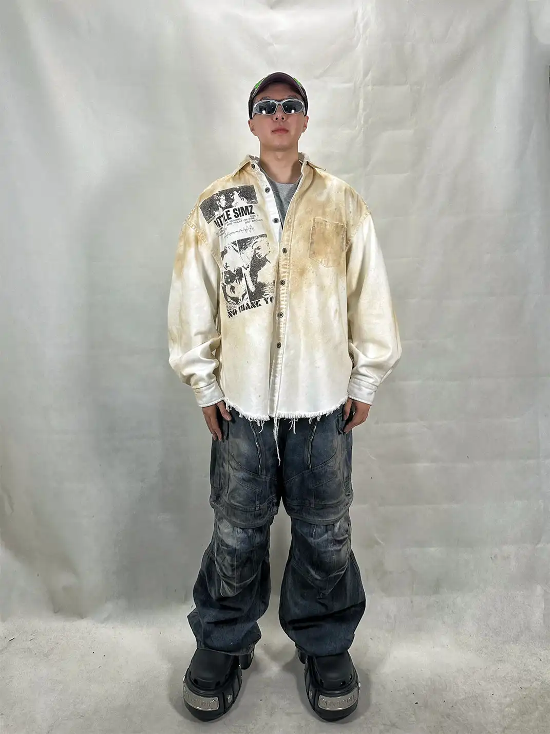 WoosterArchive | Pintuck Aged Cargo Loose Fit Jeans