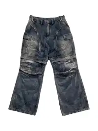WoosterArchive | Pintuck Aged Cargo Loose Fit Jeans