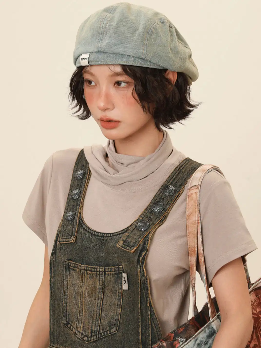 IIING | Retro Washed Denim Adjustable Beret Hat