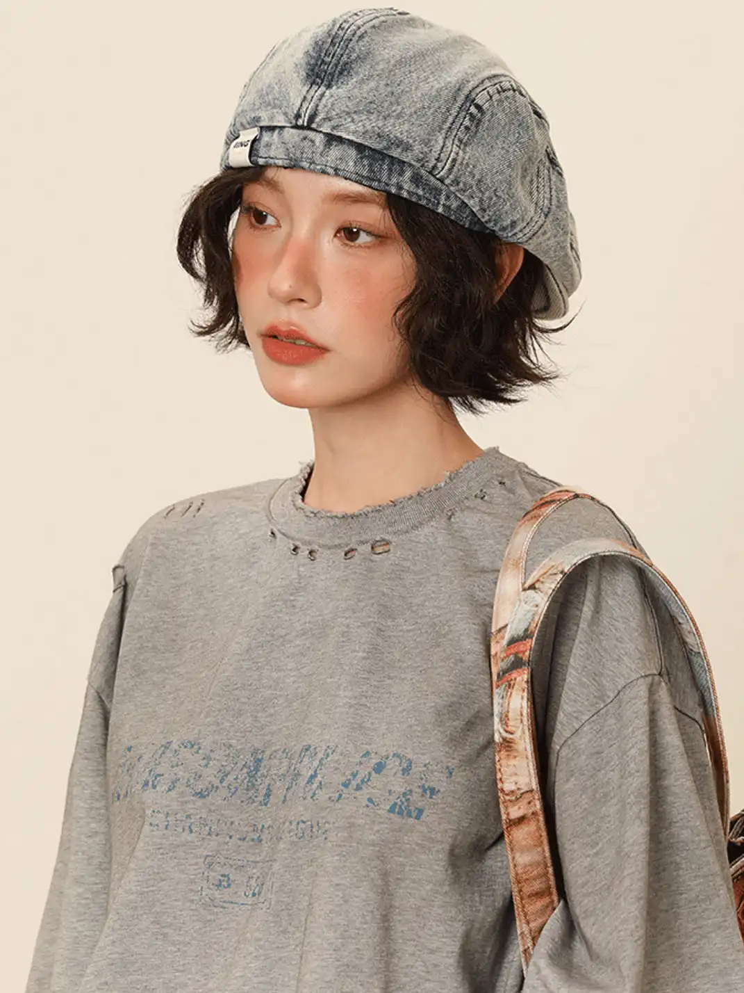 IIING | Retro Washed Denim Adjustable Beret Hat