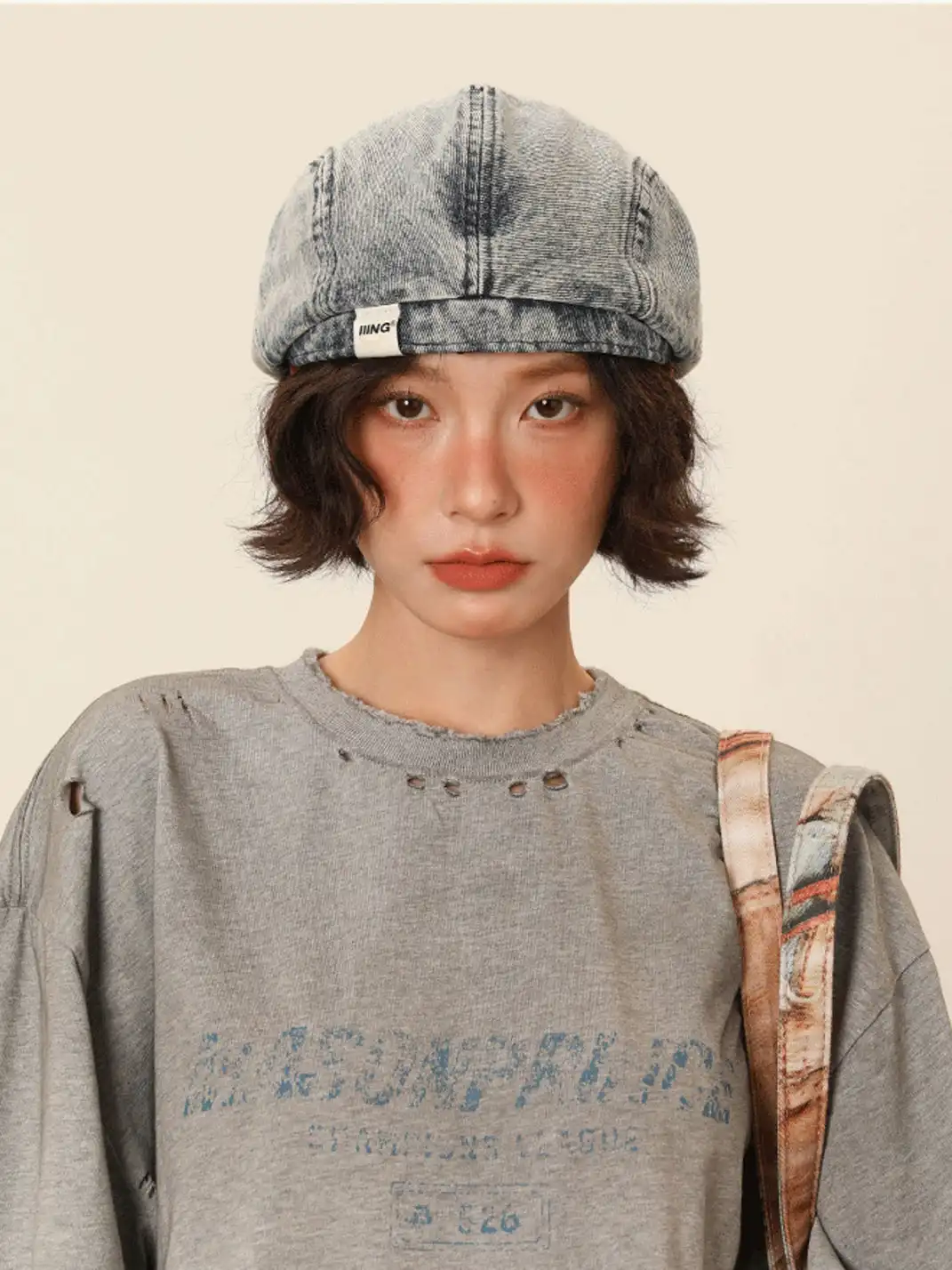 IIING | Retro Washed Denim Adjustable Beret Hat
