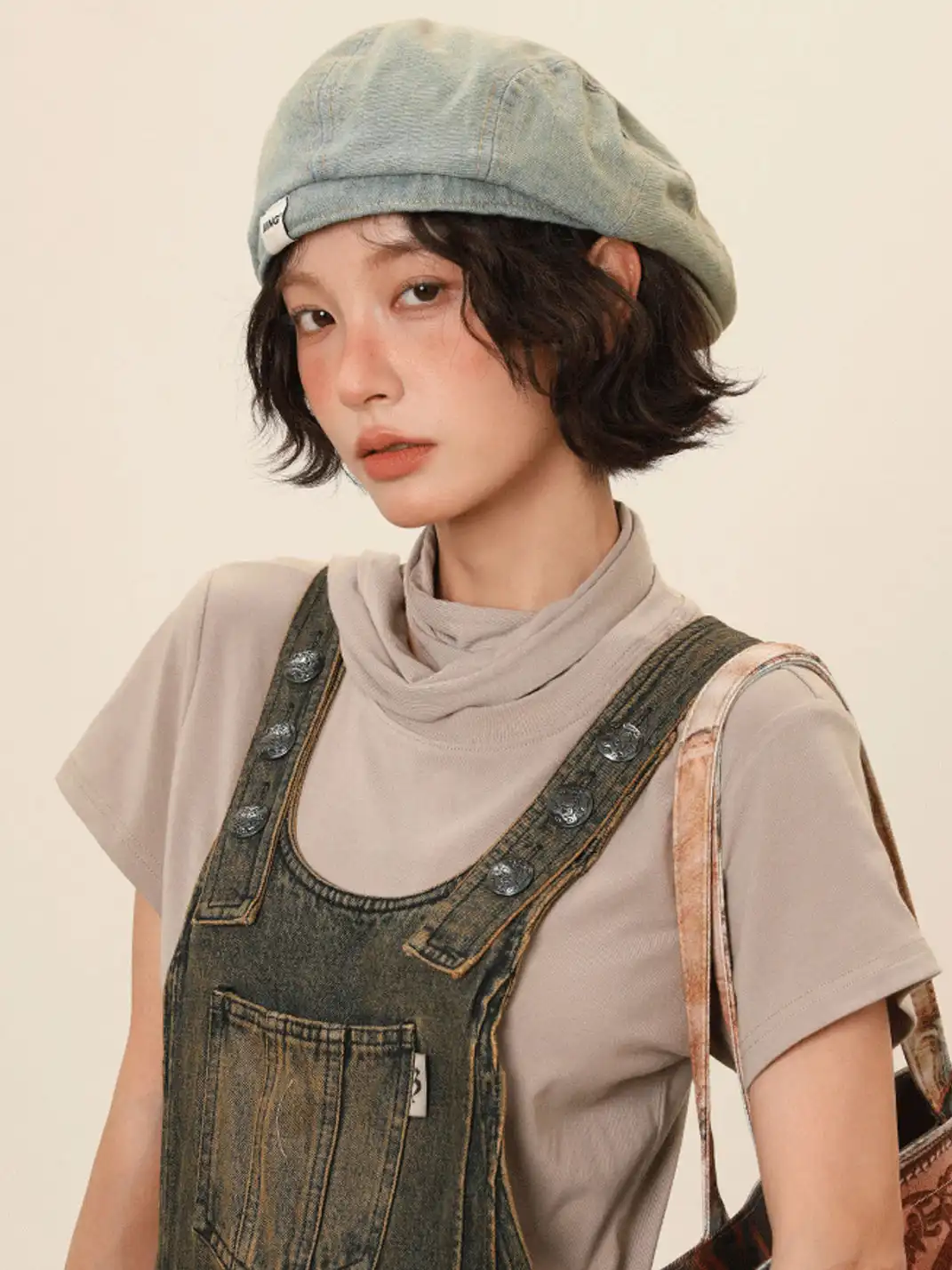 IIING | Retro Washed Denim Adjustable Beret Hat
